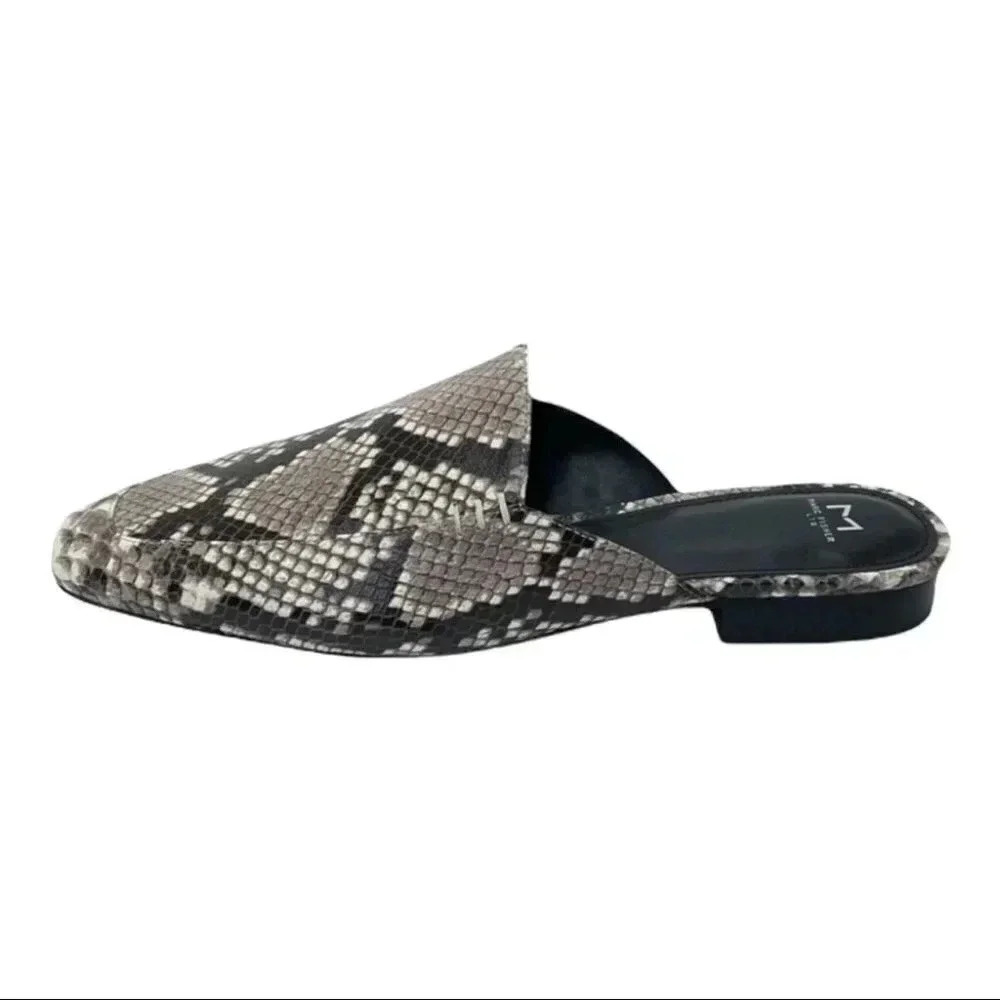 Marc Fisher LTD Pam2 Snake Embossed Leather Womens Flat Mules - Picture 2 of 16